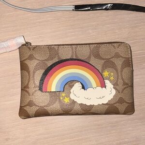 Coach Limited Edition Brown Monogram Rainbow Wristlet